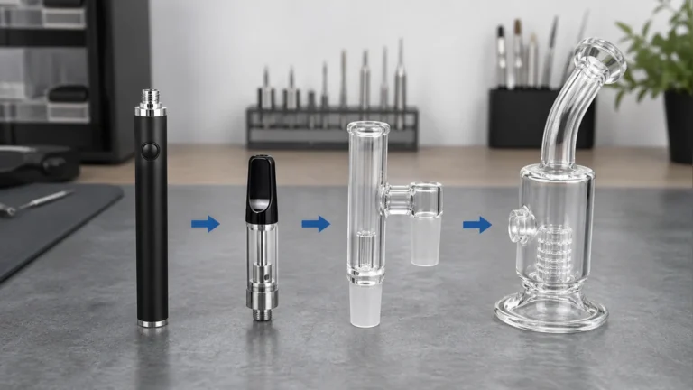 Complete cartridge battery, cartridge, adapter and glass water piece