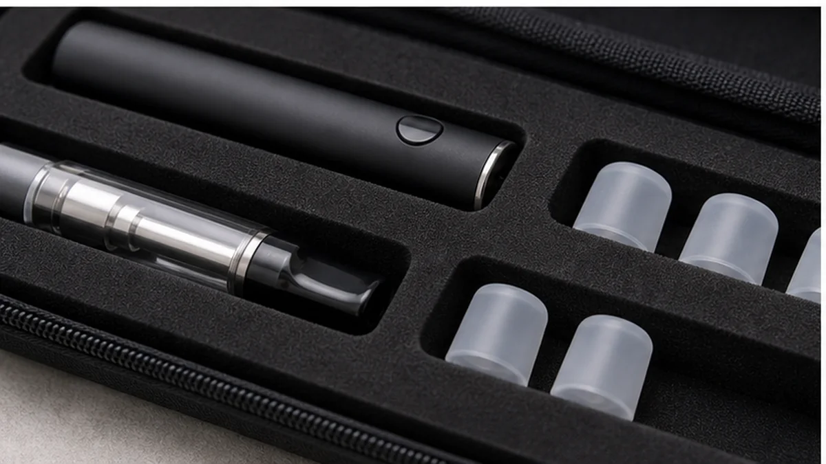 Vape case compartments separating batteries cables and cartridges