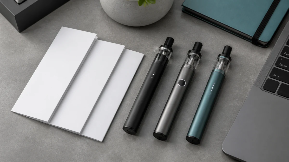 Complete vape pens showing different indicator placements