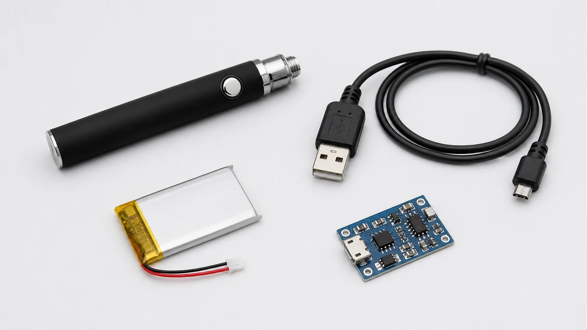 Battery capacity input and charge controller represented as simple physical components