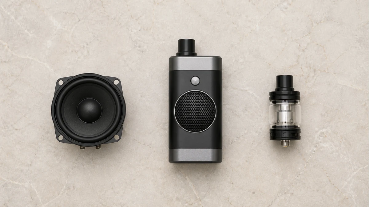 Shared battery components for vape that plays music
