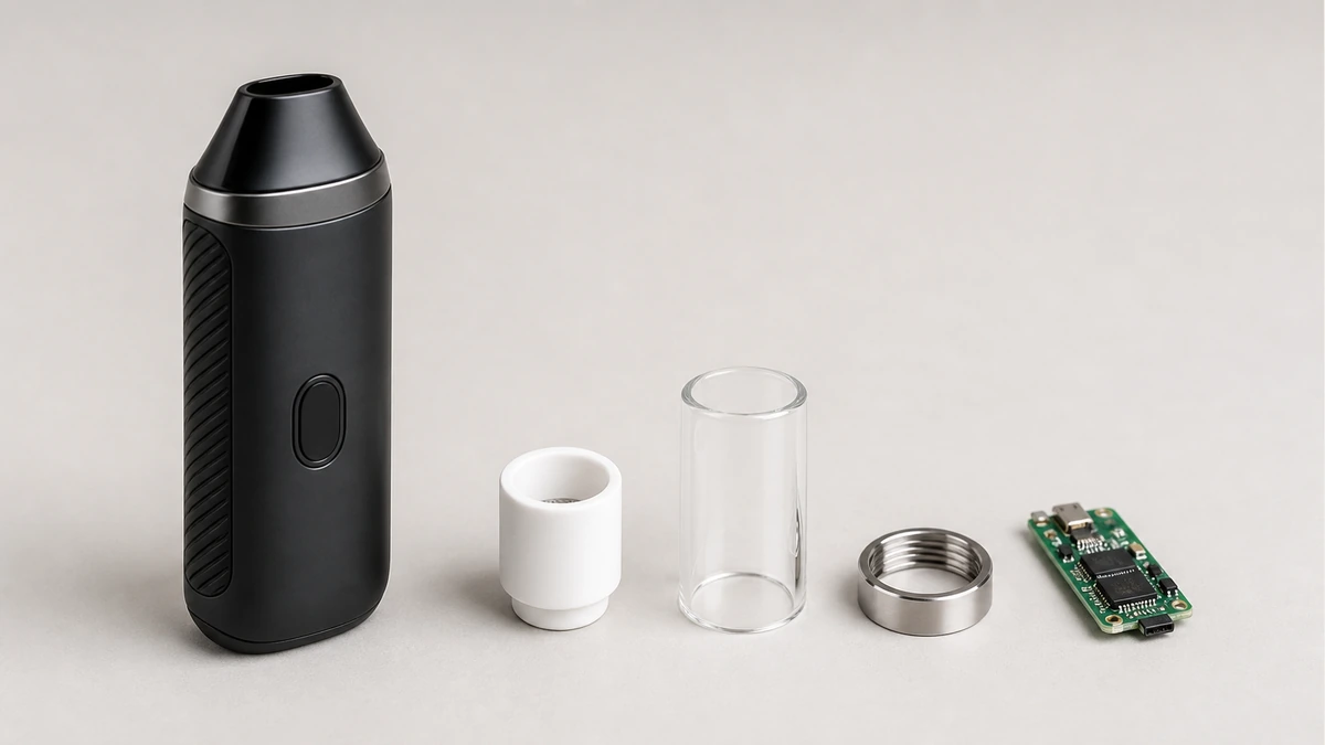 Powered vaporizers combine ceramic, glass, metals, polymers and electronics