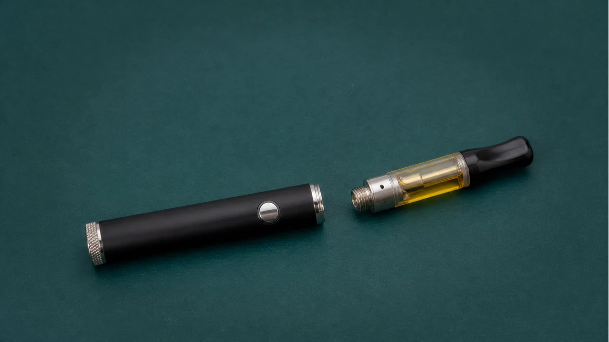 Classic vape pen battery and cartridge shown as two complete sections