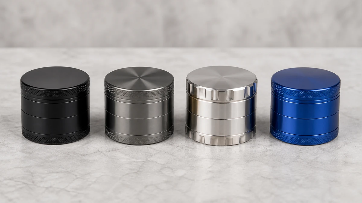 Four complete unbranded grinders in several materials and finishes
