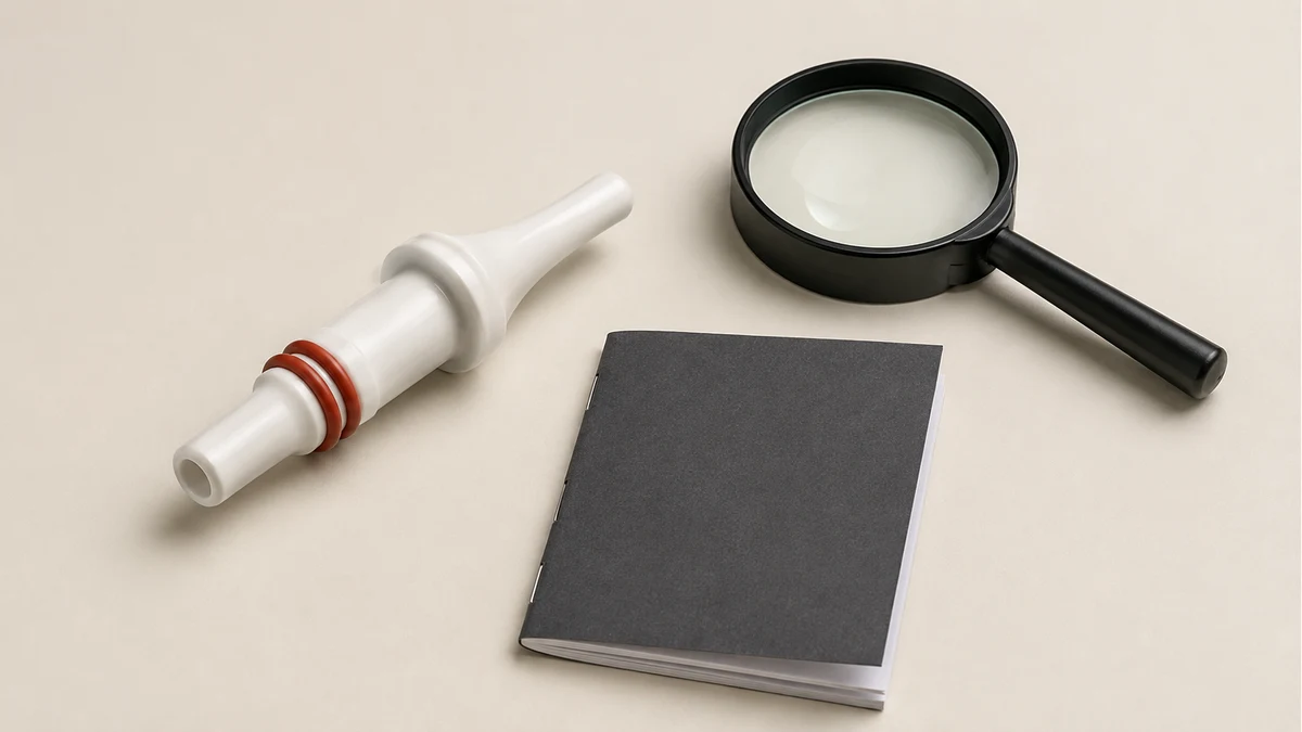 Ceramic tip with a blank product booklet and magnifier