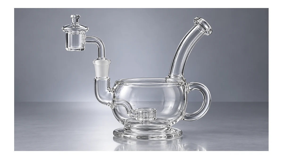 Complete cup-shaped glass dab rig