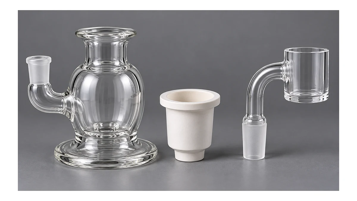 Cup dab rig body and heated bucket shown separately