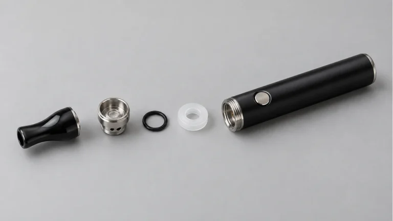Wax pen mouthpiece, chamber seals and battery body separated