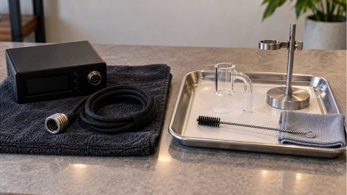 Dab rig heater components separated for inspection and cleaning Dab rig heater components separated for inspection and cleaning