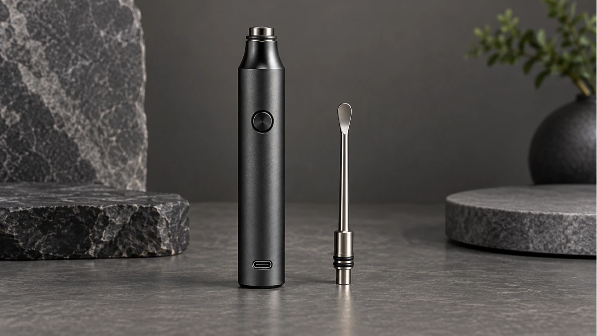 Electric dab tool handle, button, port and detached tip