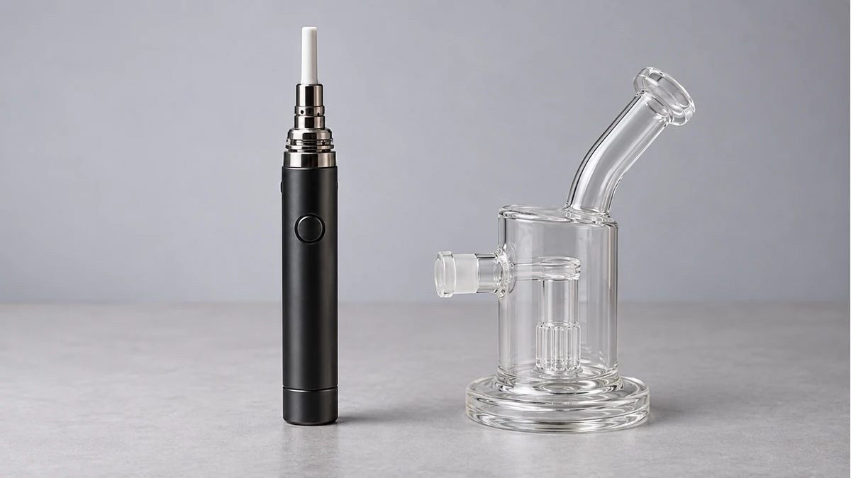 Electric nectar collector beside a detachable glass bubbler