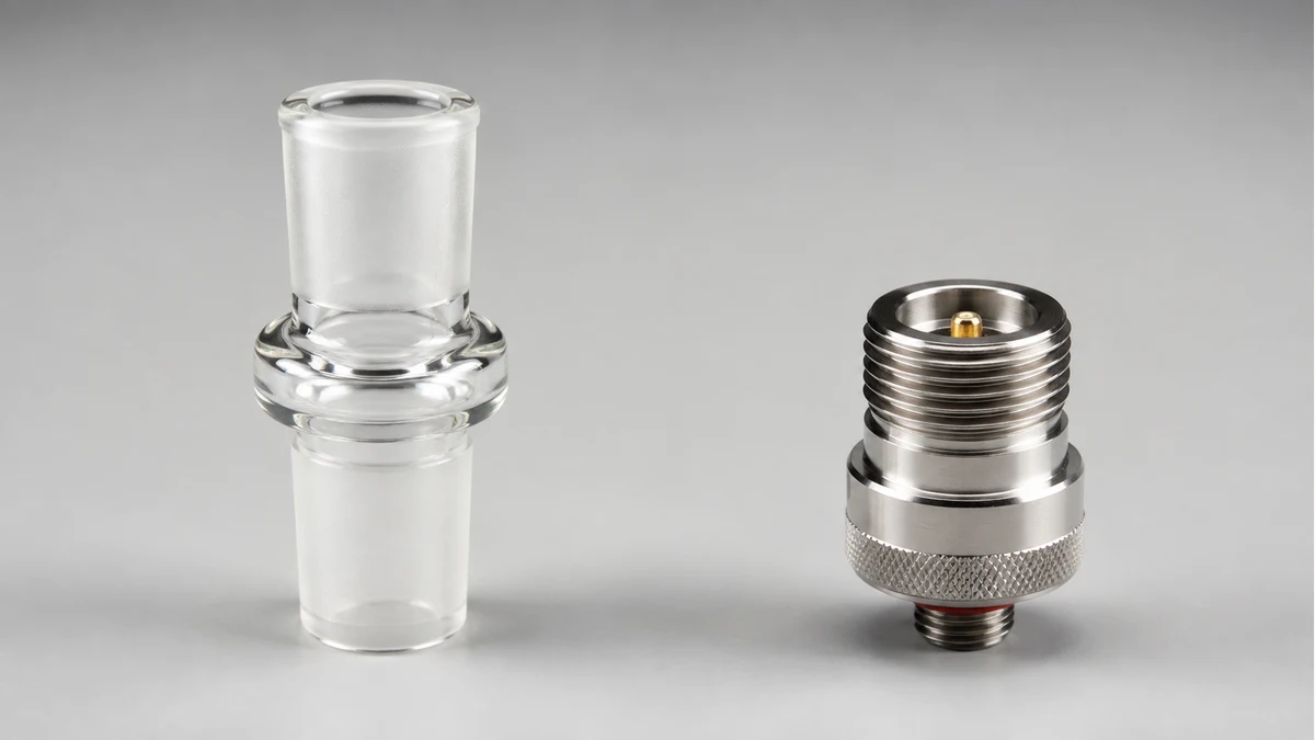 Glass joint beside a threaded 510 connector