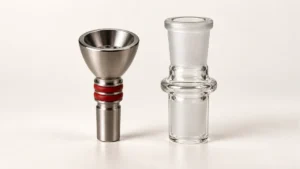 Metal bong bowl and glass joint adapter