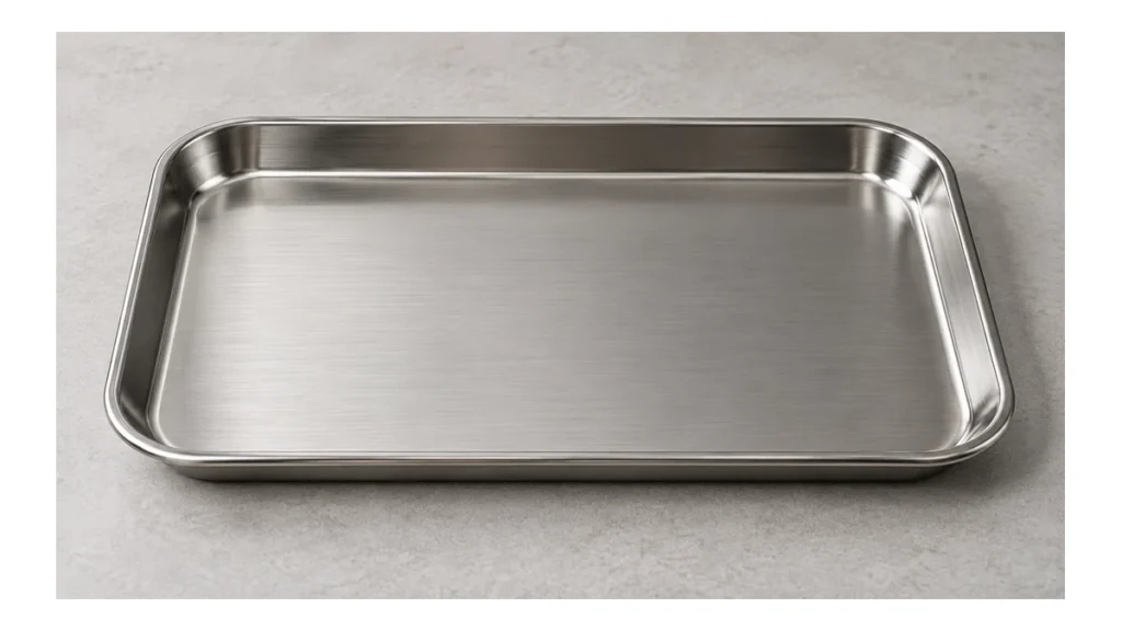 Plain metal rolling tray with raised rounded edges
