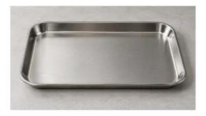 Plain metal rolling tray with raised rounded edges