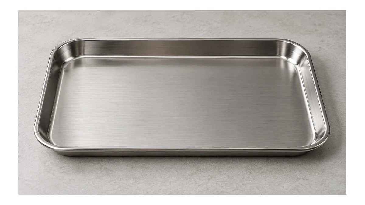 Plain metal rolling tray with raised rounded edges