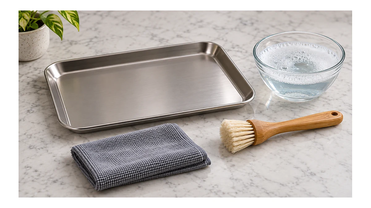 Metal rolling tray with simple cleaning tools