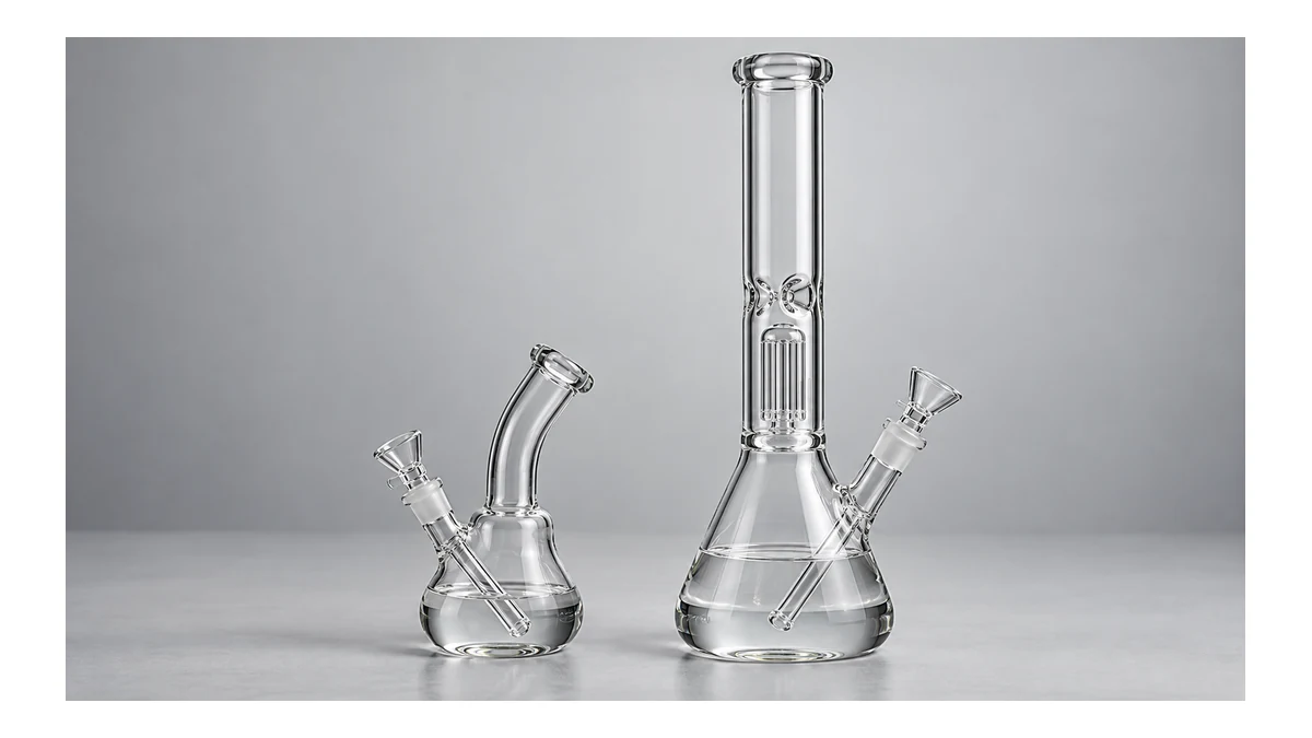 Mini bubbler and full-size bong comparison