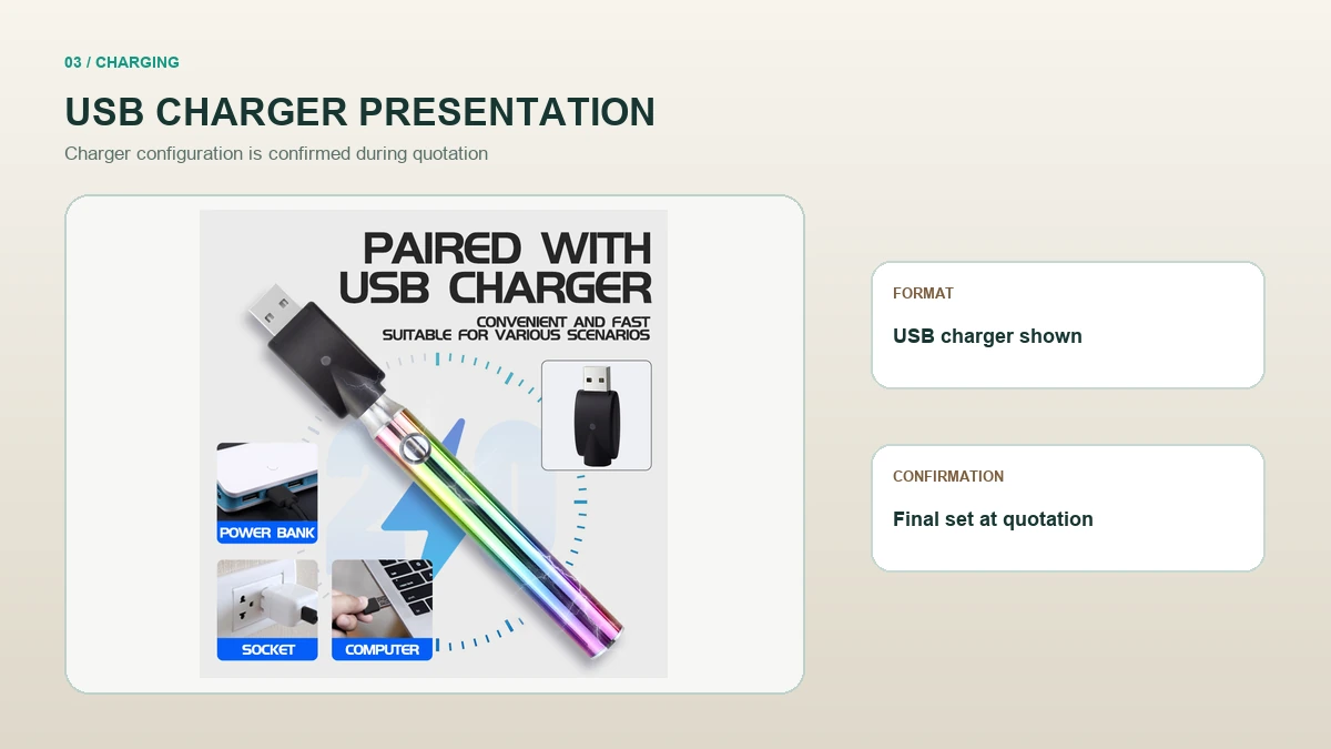 AOVAPE MiniVolt USB charger presentation with configuration note