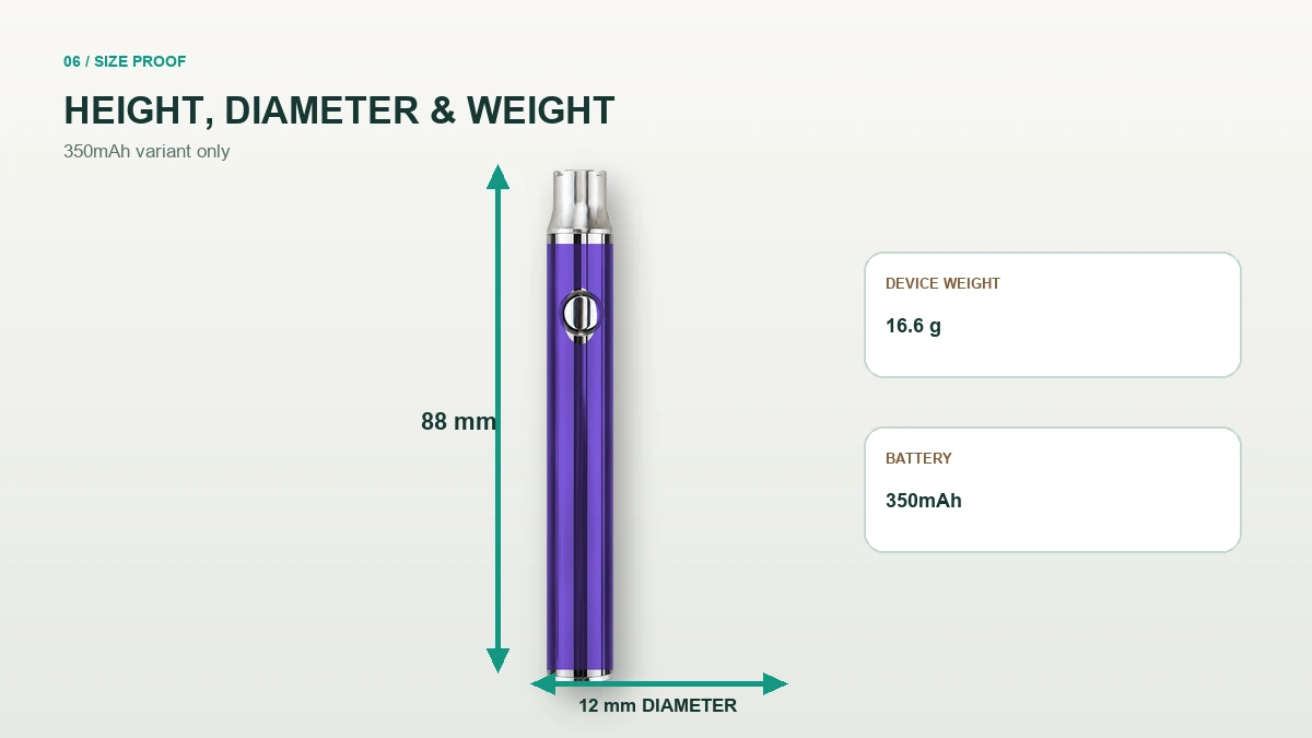 AOVAPE MiniVolt dimensions showing 88 mm height and 12 mm diameter