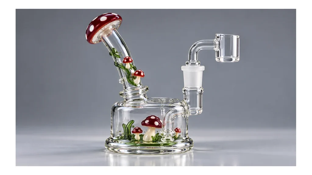 Complete mushroom-shaped glass dab rig