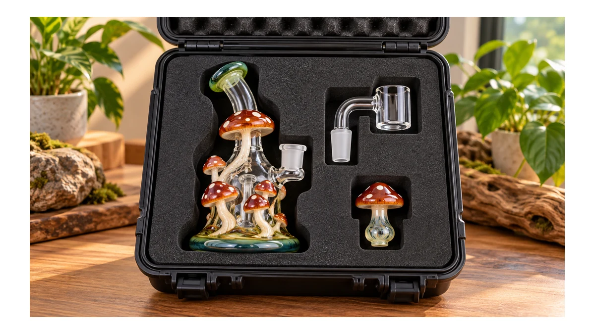 Mushroom dab rig parts prepared for cleaning