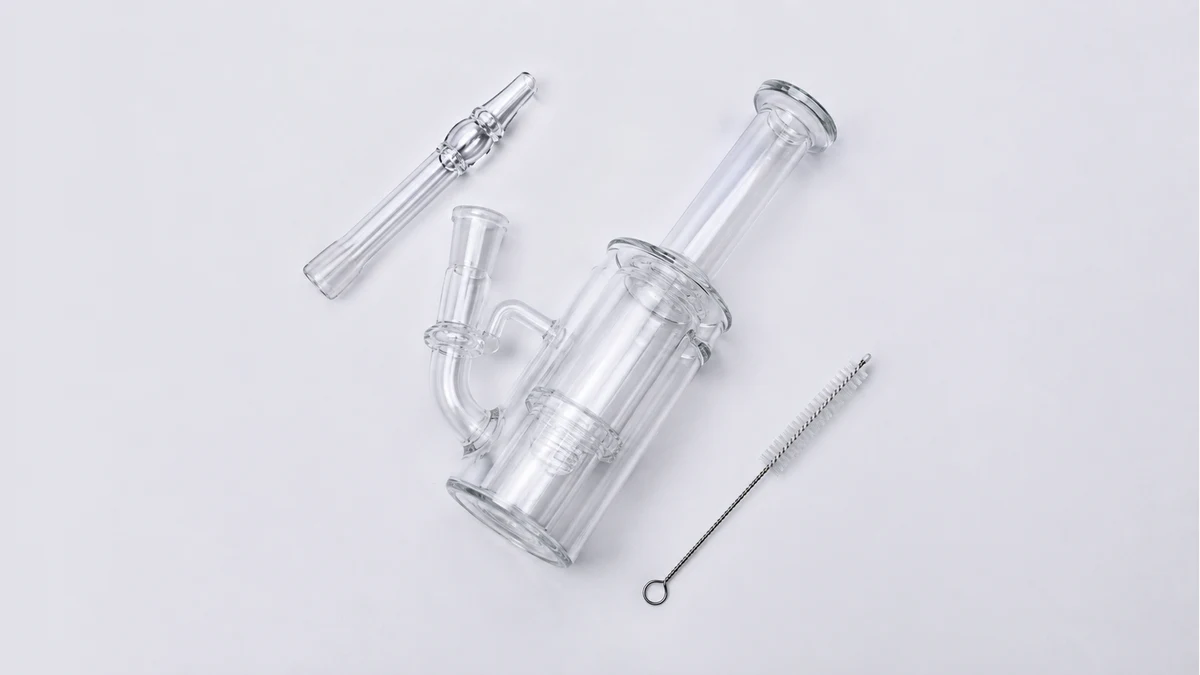 Nectar collector bubbler parts and cleaning brush
