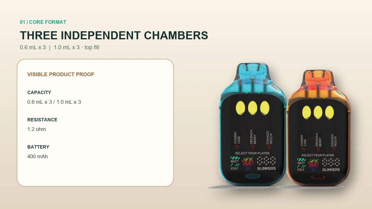 AOVAPE Axis 3 Triple-Chamber Oil Vape Device three independent chambers