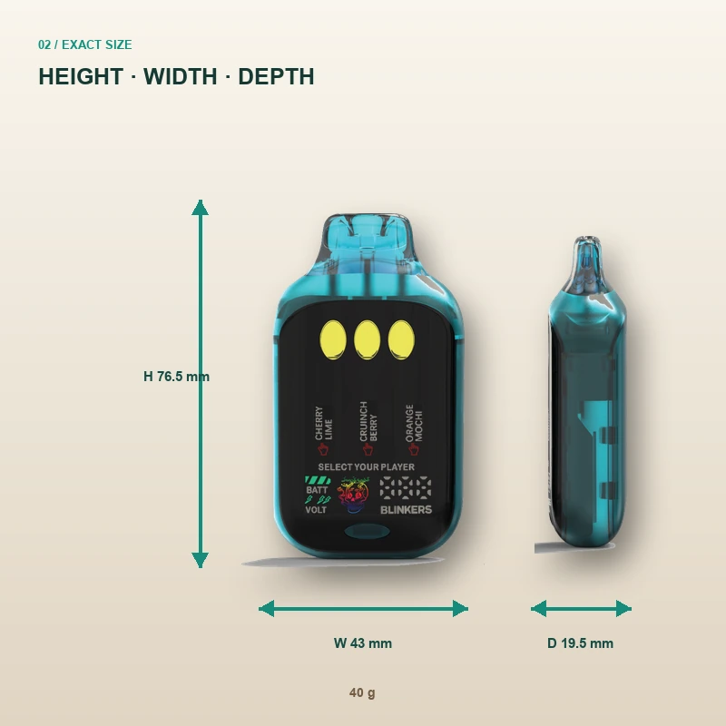 AOVAPE Axis 3 Triple-Chamber Oil Vape Device height width and depth dimensions