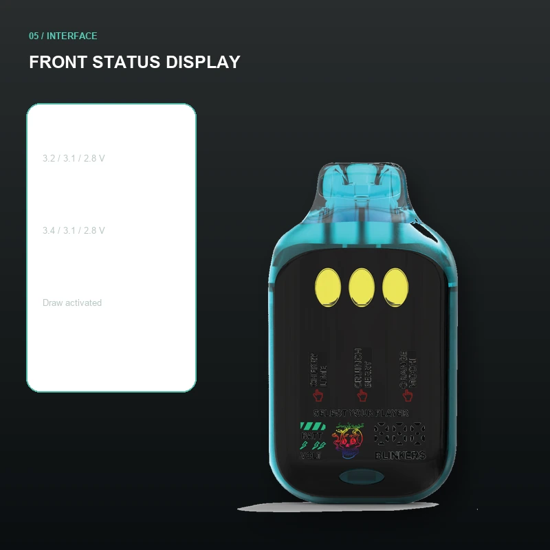 AOVAPE Axis 3 Triple-Chamber Oil Vape Device display and interface details