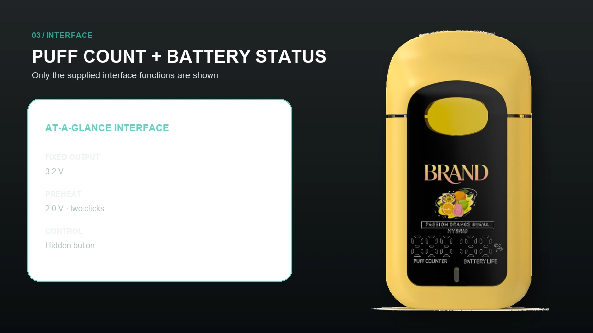 AOVAPE Dash Display Oil Vaporizer interface and status at a glance