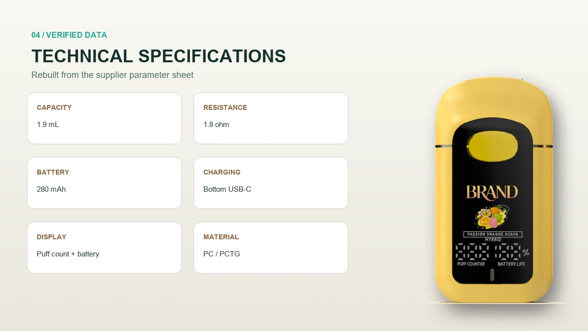 AOVAPE Dash Display Oil Vaporizer verified technical parameters