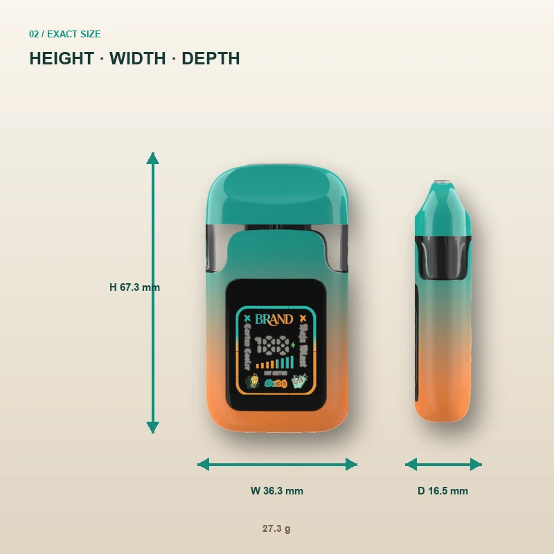 AOVAPE Flip Selectable Reservoir Vape height width and depth dimensions