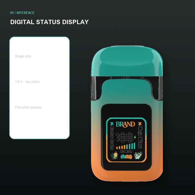 AOVAPE Flip Selectable Reservoir Vape display and interface details