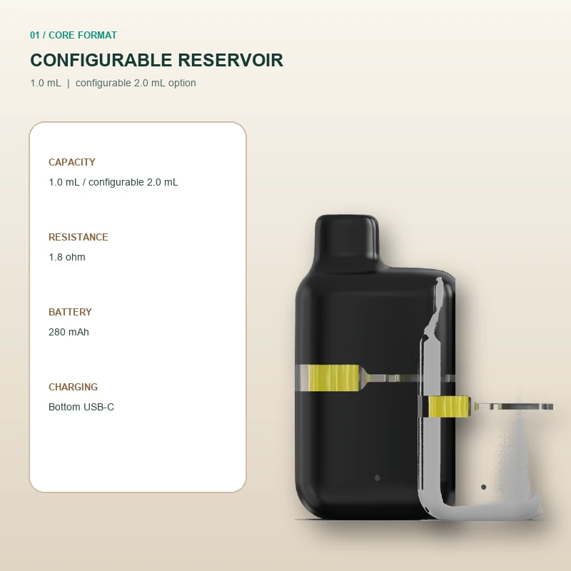 AOVAPE Nook Compact Oil Vape Pen core chamber or reservoir format