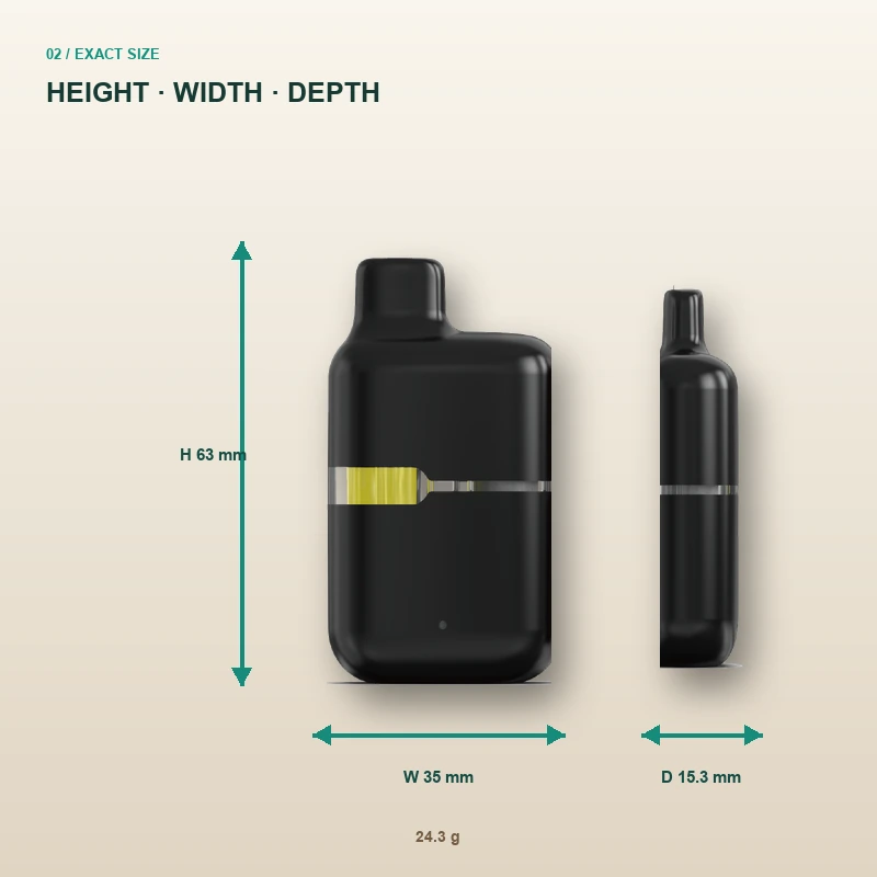 AOVAPE Nook Compact Oil Vape Pen height width and depth dimensions