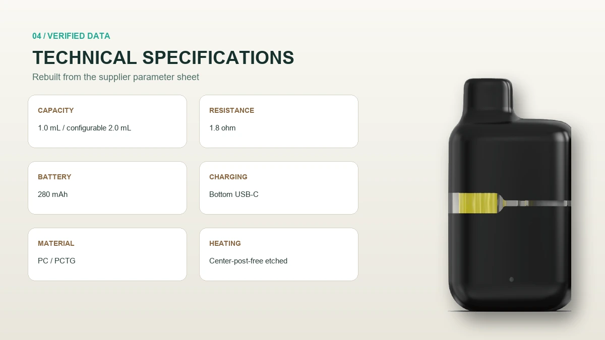 AOVAPE Nook Compact Oil Vape Pen verified technical parameters