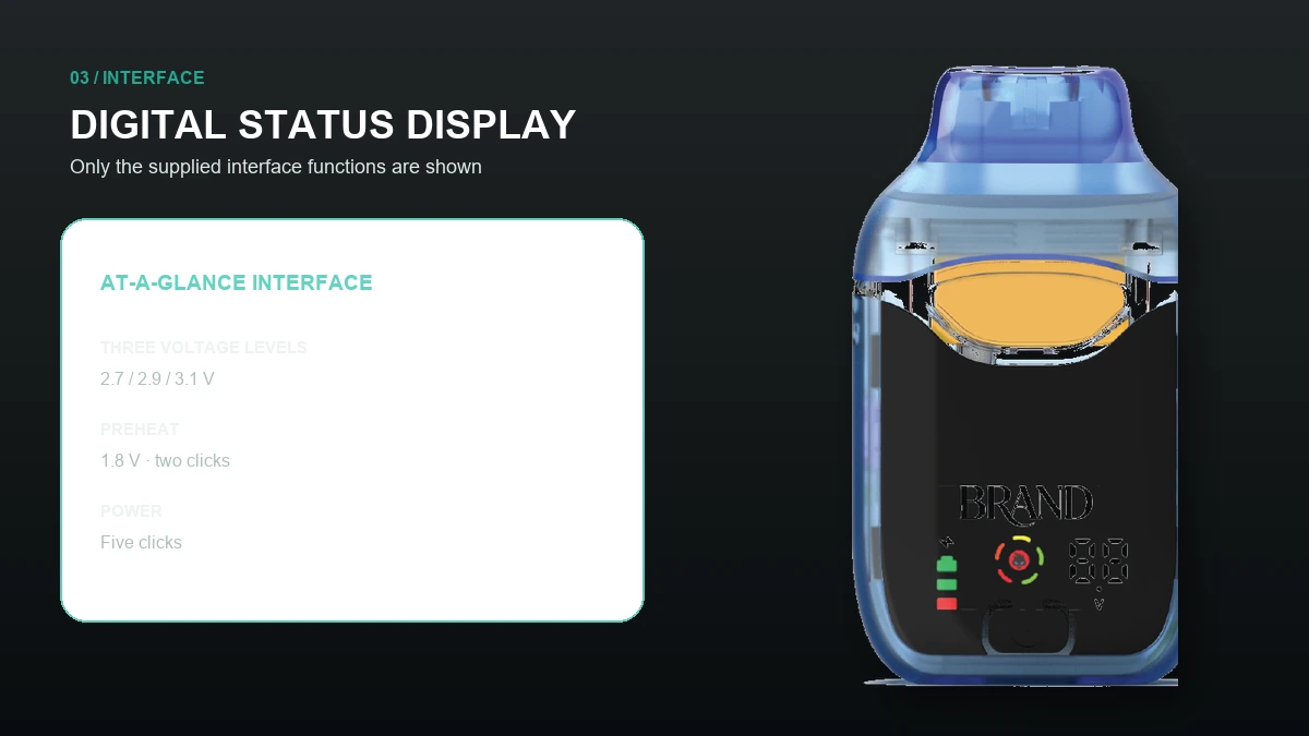 AOVAPE Pivot Disposable CBD Oil Pen interface and status at a glance