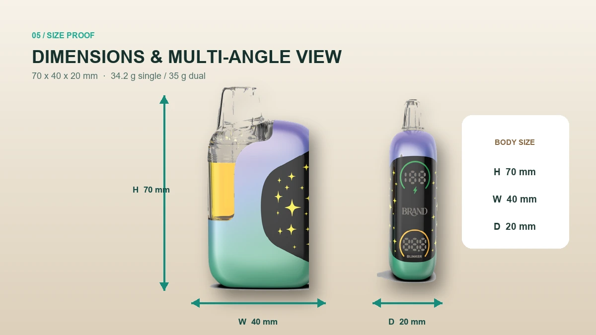 AOVAPE Twin Dual-Chamber CBD Oil Pen dimensions and multi-angle presentation