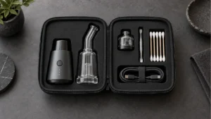Portable electronic dab rig kit arranged in a protective case