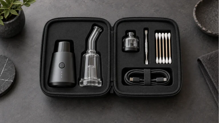 Portable electronic dab rig kit arranged in a protective case