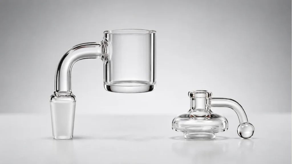 Quartz banger and carb cap shown as a pair