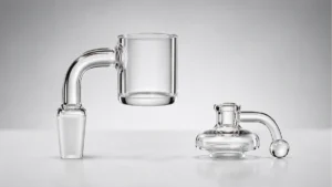 Quartz banger and carb cap shown as a pair