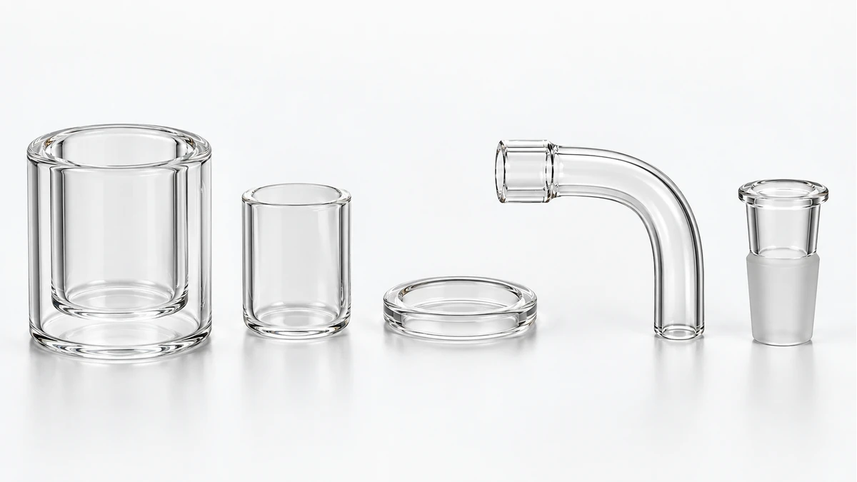Separated quartz thermal banger components showing inner and outer walls