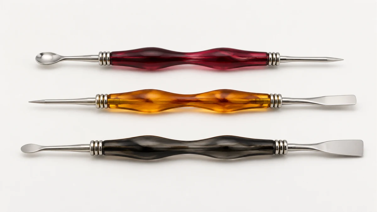 Three resin-handled dab tool tip shapes