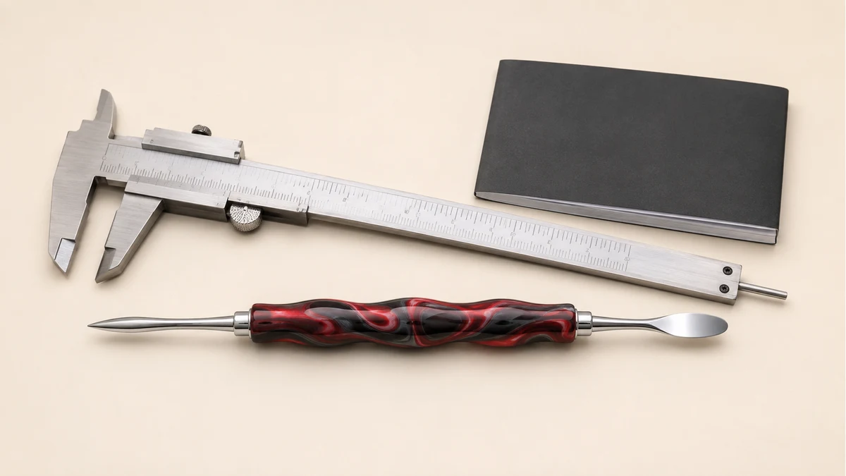 Resin tool handle attachment with calipers
