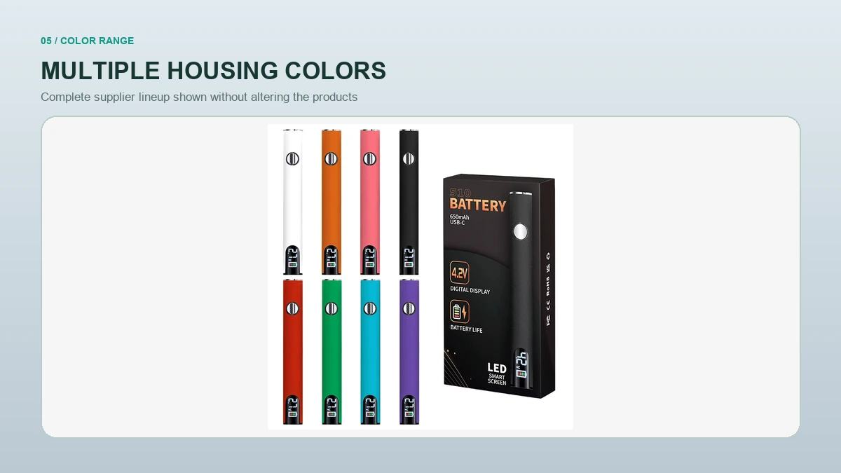 AOVAPE 650mAh Digital Display Vape Pen Battery complete supplier-provided housing color lineup