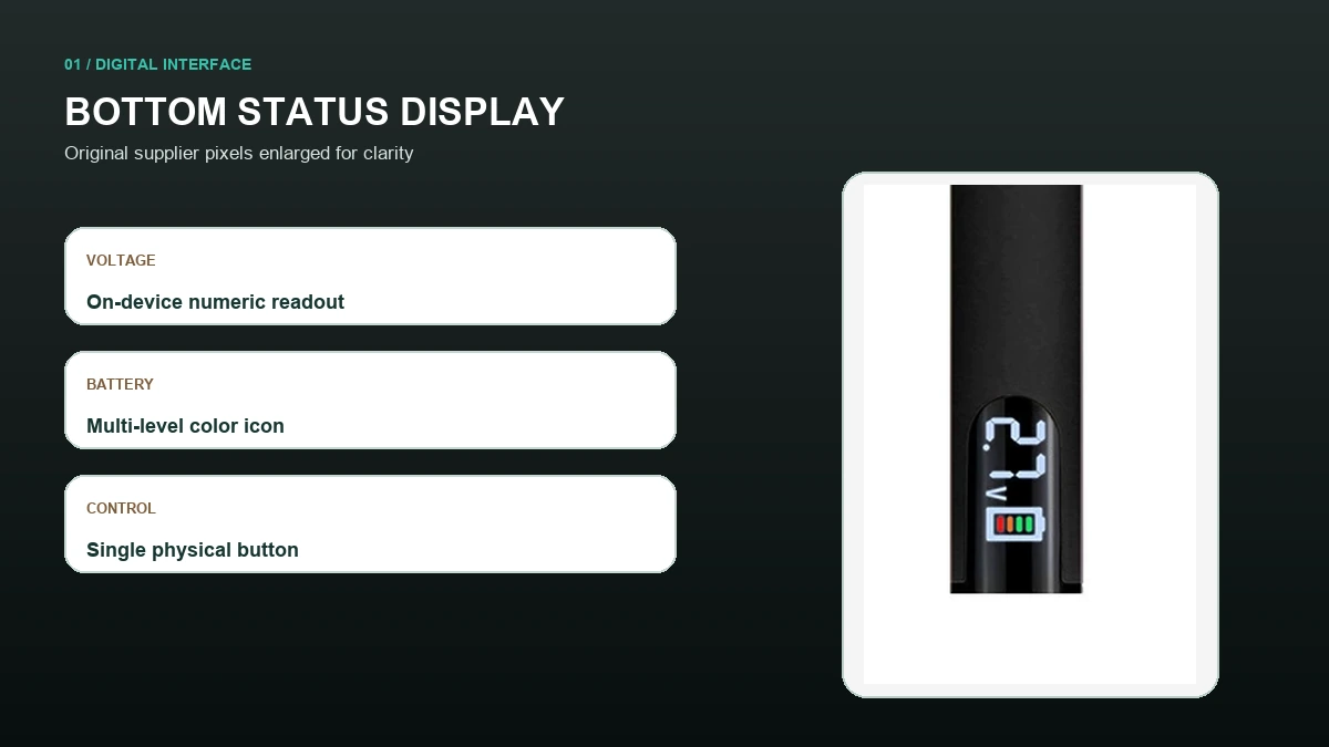 AOVAPE 650mAh Digital Display Vape Pen Battery enlarged bottom digital status display
