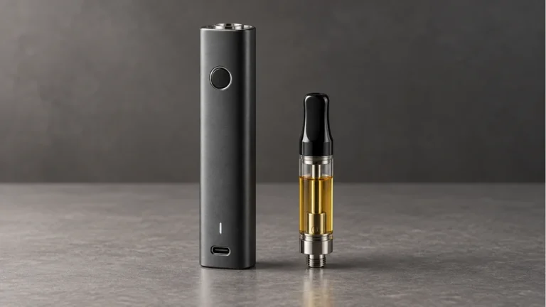 USB-C 510 battery beside a detached oil cartridge