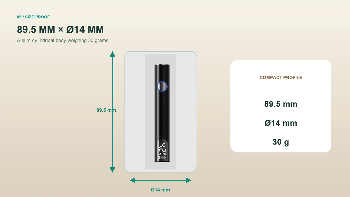VoltStick 89.5 millimeter by 14 millimeter diameter dimensions